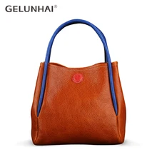 GELUNHAI, сумка женская сумки женские женские сумки, винтажная Женская сумочка из коровьей кожи, дизайнерские роскошные сумки, женские сумки-ковши, женская сумка с верхней ручкой, модная брендовая сумка