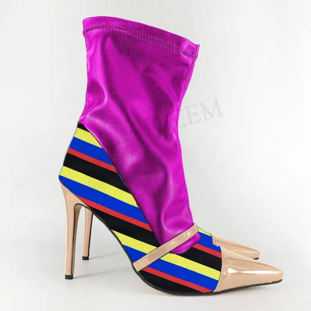 LAIGZEM/Дизайнерские женские ботиночки Сапоги на каблуке-шпильке с боковой молнией