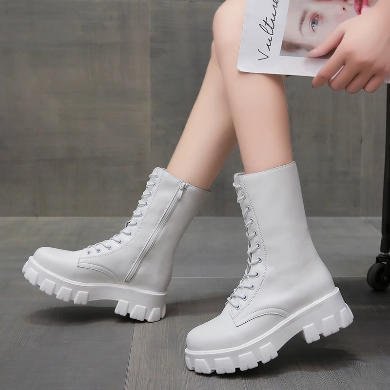 Botas mi-mollete a lacets et éclair para mujer, zapatos de para talon, plataforma, colección de nouvelle, automático - AliExpress