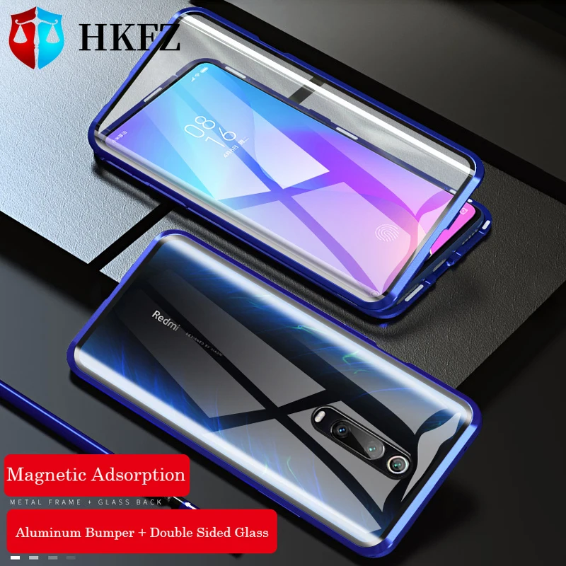 Чехол Magnetische 360 Adsorptie Metaal Glas для Xiao 9 E 8 t 6X A2 A3 LITE F1 rode mi note 7 K20 PRO 7A CC двусторонний