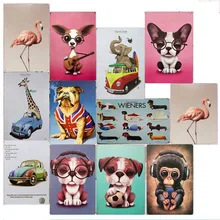 30X20 см Moneky собака домашнее животное жираф Фламинго металлическая жестяная вывеска животные винтажная настенная живопись табличка домашнее животное магазин семейный настенный плакат H14