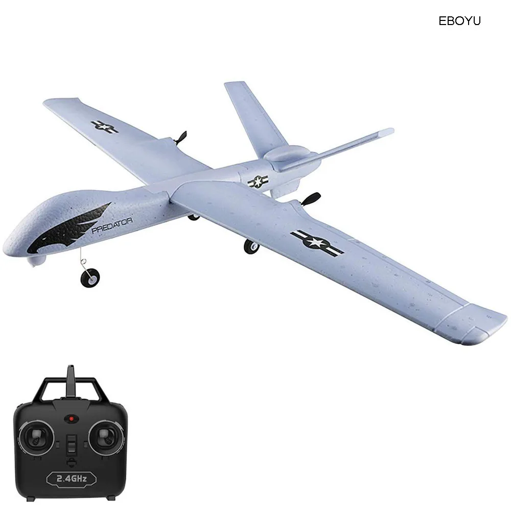 EBOYU Z51 RC Drone 2.4G 2CH Predator Remote Control RC Airplane 660mm Wingspan Foam Hand Throwing Glider Drone DIY Kit for Kids