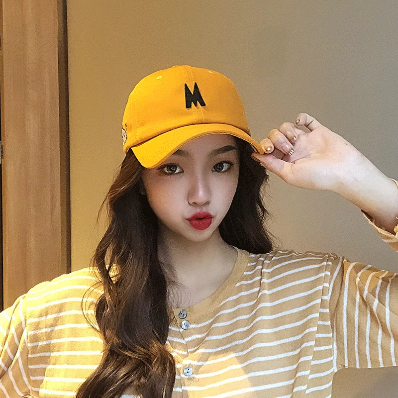 

INS Hat Women's Spring And Summer Korean-style Students Versatile M Lettered Embroidered Baseball Cap Men's Couples Brim Hat Sun