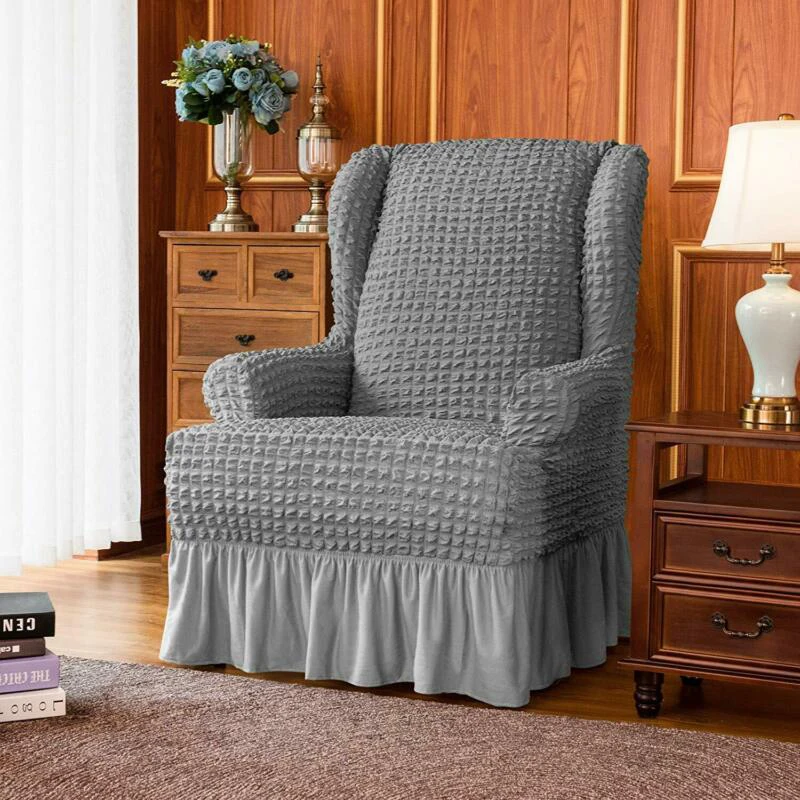 Wingback чехол на стул протектор Slipcover стрейч юбка стиль грязестойкий цвет красного вина/серый/черный