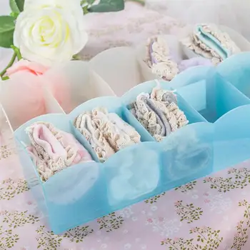 

3PCS Underwear Storage Boxes Plastic Organizing Box Draw Socks Five Grid Underwear Stackable Storage Cases for Home Dorm Store