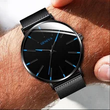

2021NEW GENEVA Brand Simple Watch Men Clock Stainless Steel Mesh Men's Watches Black High Quality Quartz Wristwatch relogio