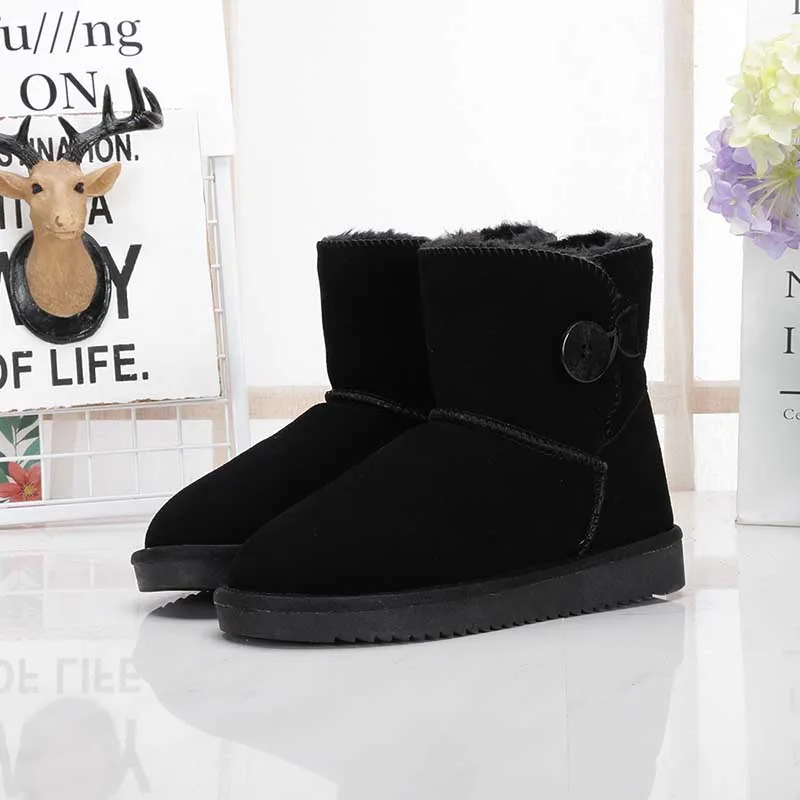 GRWG/высококачественные зимние ботинки; женские модные классические ботильоны из натуральной кожи в австралийском стиле; зимние женские зимние ботинки - Цвет: BLACK