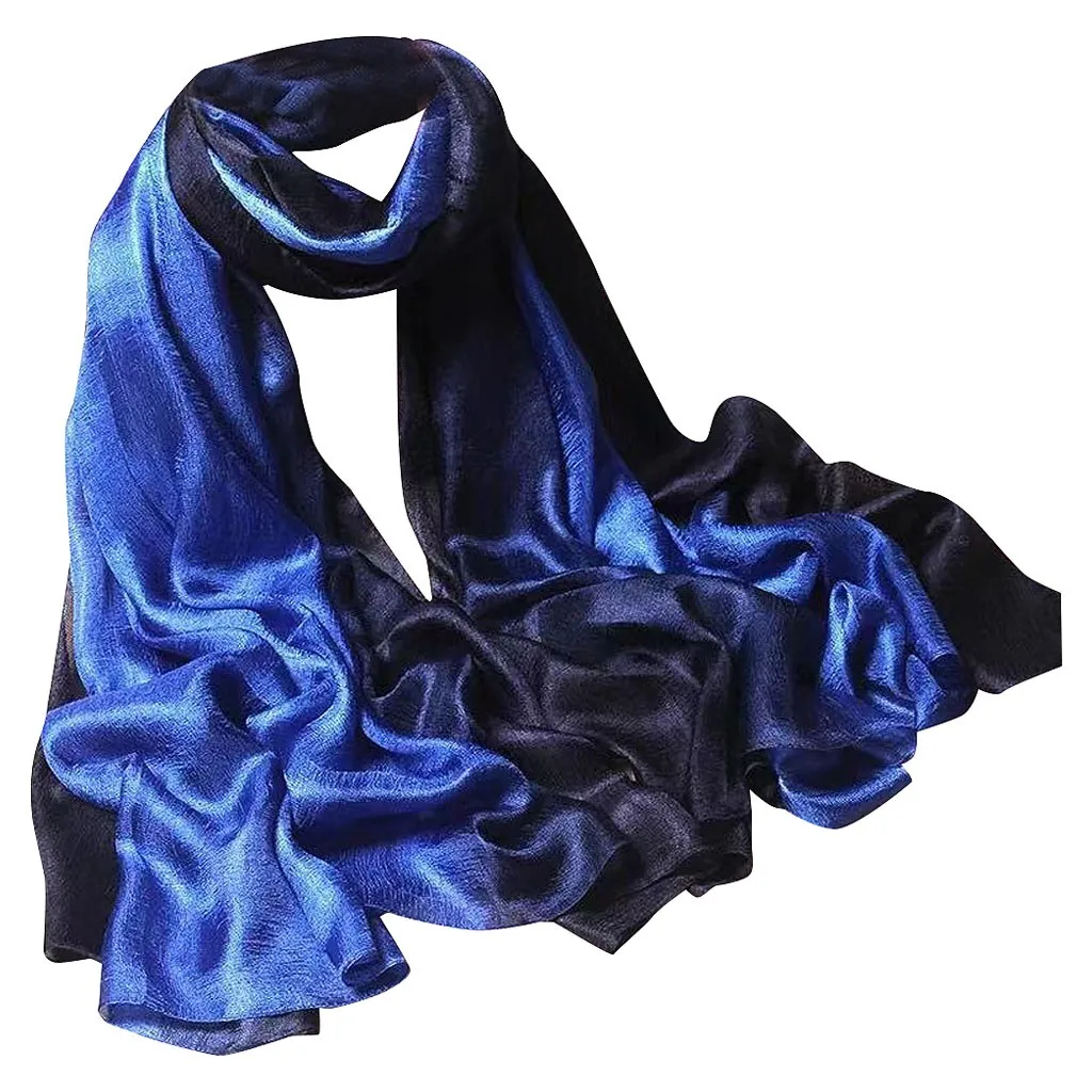 Navy 2s# женский шарф, градиентный Радужный цвет, Длинная женская шаль, шифоновый шарф, Женский хиджаб, шарф, вуаль, хиджабы, шарф - Цвет: Navy