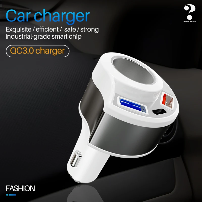 Автомобильное зарядное устройство WIN HOW QC3.0 быстрая зарядка USB-зарядное типа C