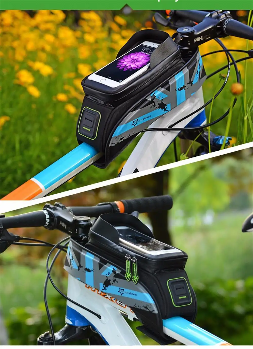 ROCKBROS сумка для шоссейного велосипеда MTB непромокаемая портативная велосипедная сумка с сенсорным экраном 5,8/6,0 чехол для телефона велосипедные аксессуары с крышкой