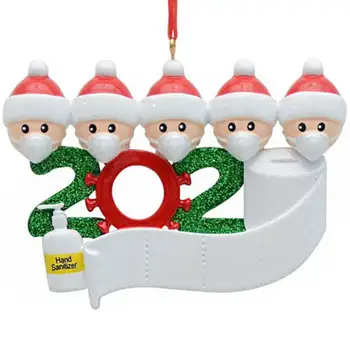 

2020 Quarantine Christmas Birthdays Party Decoration Gift Product Personalized Family Of 5 Ornament, Pandemic -Social Distancing