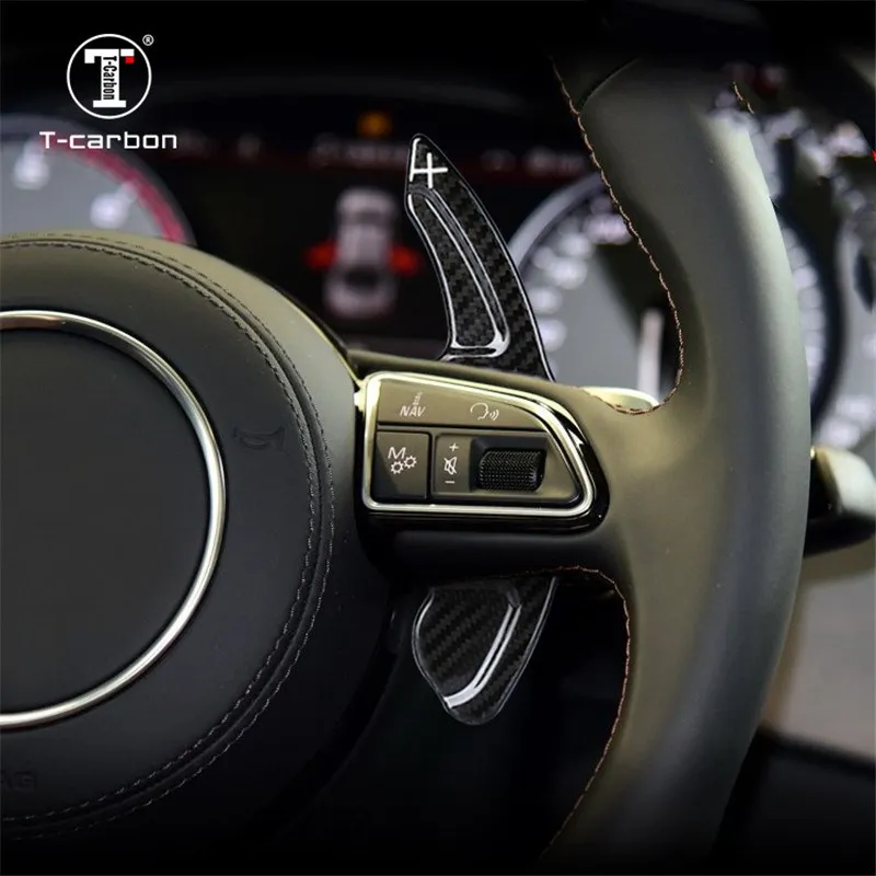Углеродное волокно рулевое колесо сдвига Paddle расширение рычаги Замена для Audi A3 A4L A5 A6L A7 A8 S5 S6 S7 S8 Q3 Q5 Q7 TT