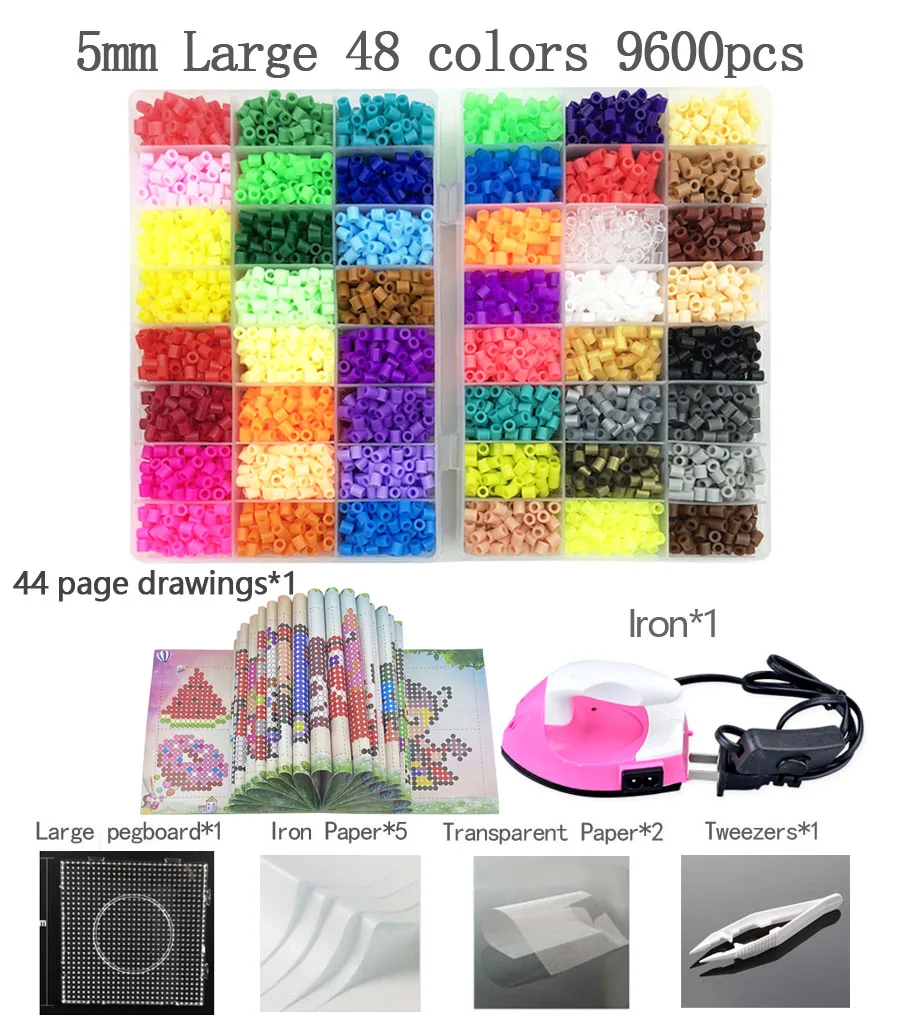 B 1000pcs 5mm Hama Beads Perler Beads Craft Pegboard EVA DIY Activity Fuse  Beads