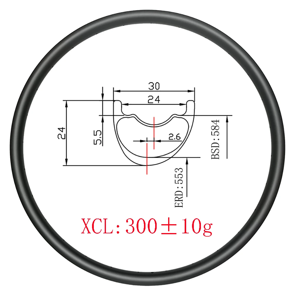 LIGHT 300g 27.5er MTB XC 30x24mm Hookless tubeless Asymmetric Disc carbon rims UD 3K matte glossy cross country mountain bicycle | Спорт и