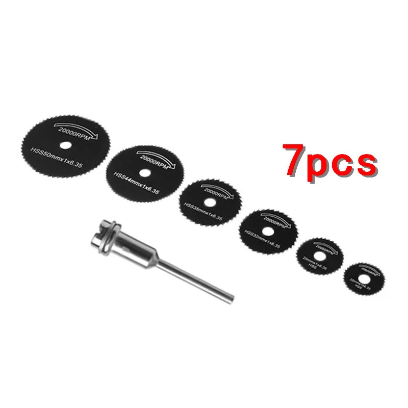 7Pcs Mini Circular Saw Blade Set HSS Cutting Disc Rotary Tool Accessories For Dremel Compatible Wood Plastic Aluminum Abrasive
