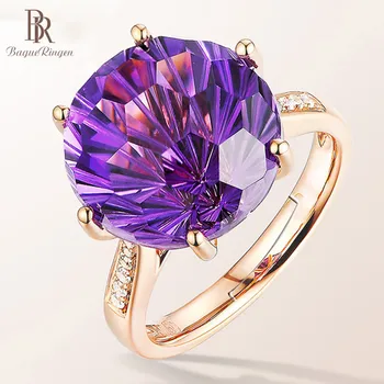 

Bague Ringen New Arrivals Silver 925 Jewelry Rings For Women Geometry Amethyst Temperament Rose Gold Color Engagement ring