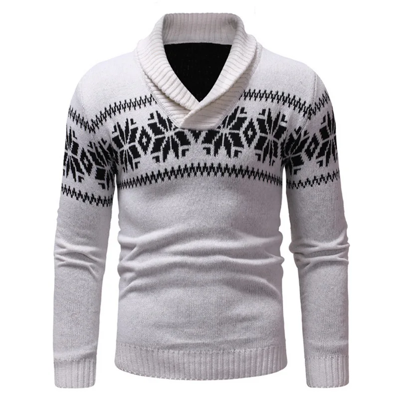 Мужской осенне-зимний Повседневный свитер с принтом оленя, Рождественский пуловер с круглым вырезом, облегающий вязаный свитер, джемпер, мужская одежда - Цвет: Style-7 white