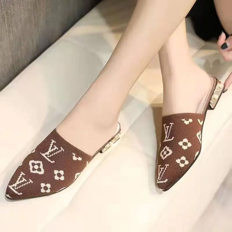 Zapatillas mujer; Новинка года; дизайнерские женские шлепанцы без задника на плоской подошве; сандалии без застежки; женская обувь без задника