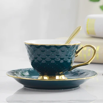 

Luxury Ceramic Coffee Cup European Simple with Handle Porcelain Espresso Cups Ceramic Taza Cafe Tea Cup and Saucer Set MM60BYD