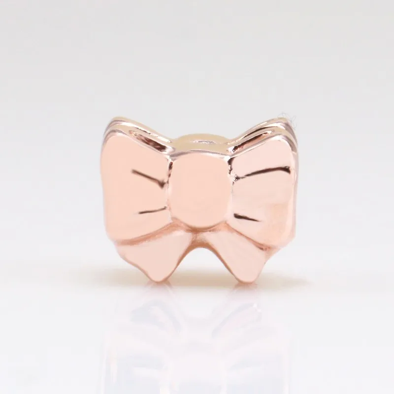 

Original 925 Sterling Silver Bead New Rose Gold Bow Beads Fit Pandora Women Bracelet & Necklace Diy Jewelry