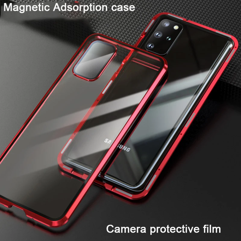 

Metal Magnetic Adsorption Case For Samsung Galaxy S20 Ultra Case Cover Tempered Glass Back For Galaxy S20 Plus Phone Cases Funda
