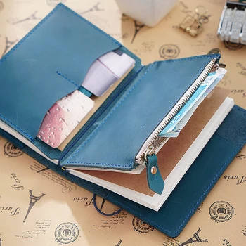 

Genuine Leather Pocket Card File Holder With Storage Zipper Bag For Handmade Cow Leather Notebook Accessories Sketchbook Planner