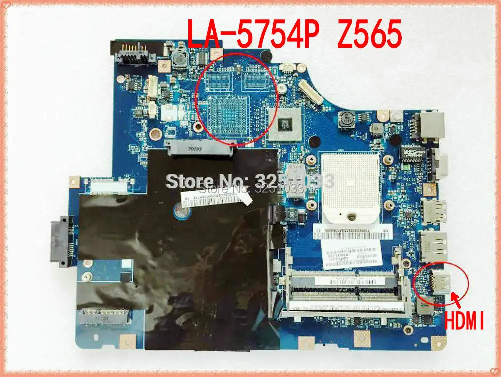 LA 5754P для Lenovo G565 Z565 Notebook материнская плата ноутбука с интерфейсом HDMI NAWE6 DDR3 100%