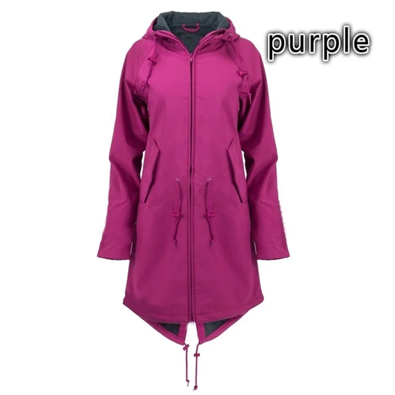 Ветровка 2019Top Женская однотонная дождевая куртка худи для улицы водонепроницаемое пальто ветрозащитное длинное пальто