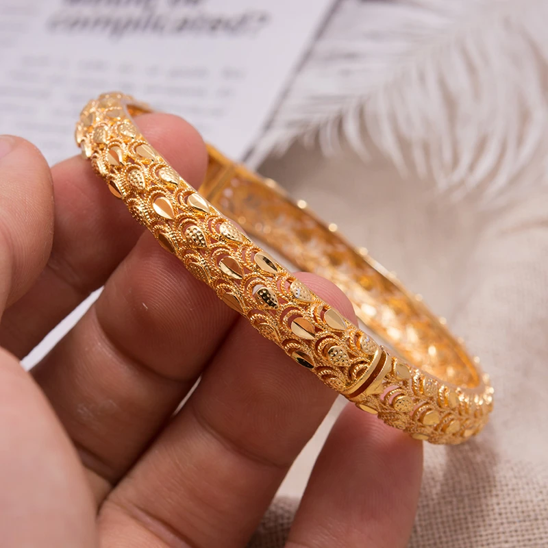 1Pcs Dubai Jewelry Phoenix Flower Couple Bracelet Copper Gold Color Bride  Wedding Bracelets & Bangles For Men Women Jewelry|Bangles| - AliExpress