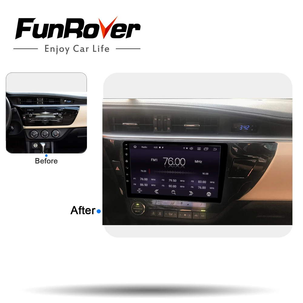 Clearance Funrover 2.5D+IPS 2 din Car radio Multimedia player Android 8.0 For Toyota Corolla 2013-2016 dvd Navigation GPS autovedio RDS BT 1