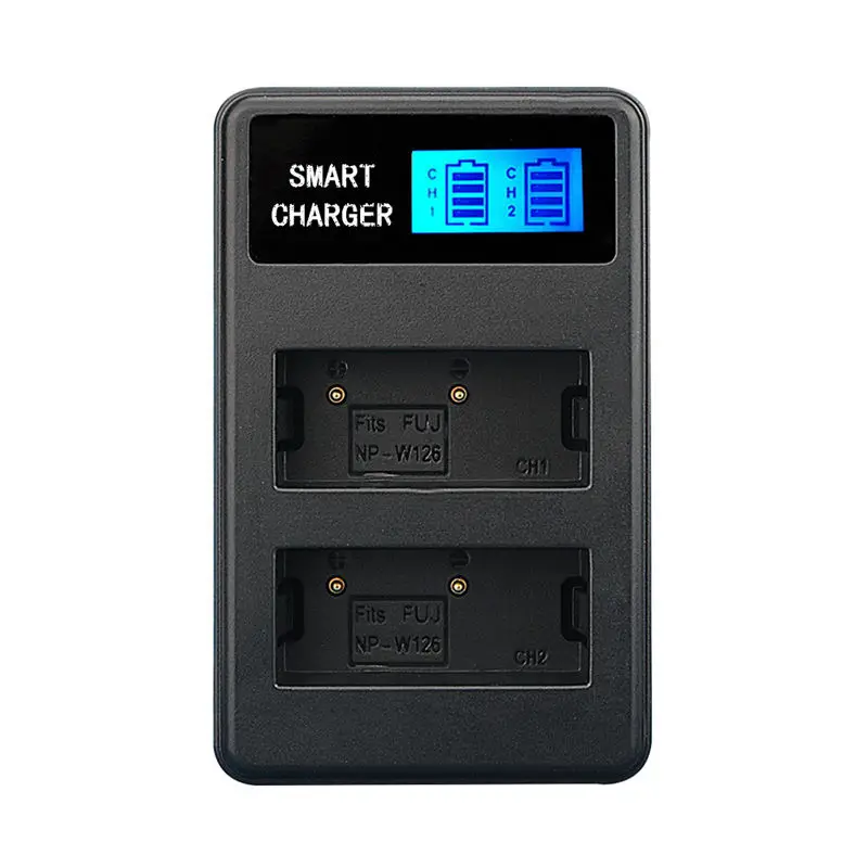 AABB-Np-W126 Usb Lcd Display Dual Port Battery Charger For Fujifilm Hs30Exr Hs33Exr X100F X-A1X-E2 X-T10