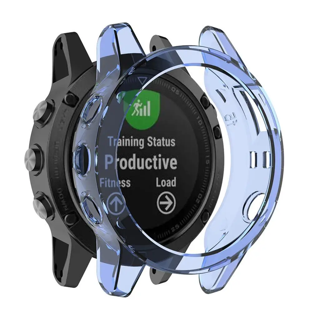 Мягкий защитный чехол кристально чистый ТПУ протектор для Garmin Fenix 6X6 S 6 Pro Smartwatch аксессуары чехол противоударный - Цвет: Синий