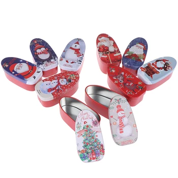 

1PCS Christmas Decorations Cute Mini Rectangular Tinplate Candy Jars Variety Candy Box Storage Tin Box Random Color