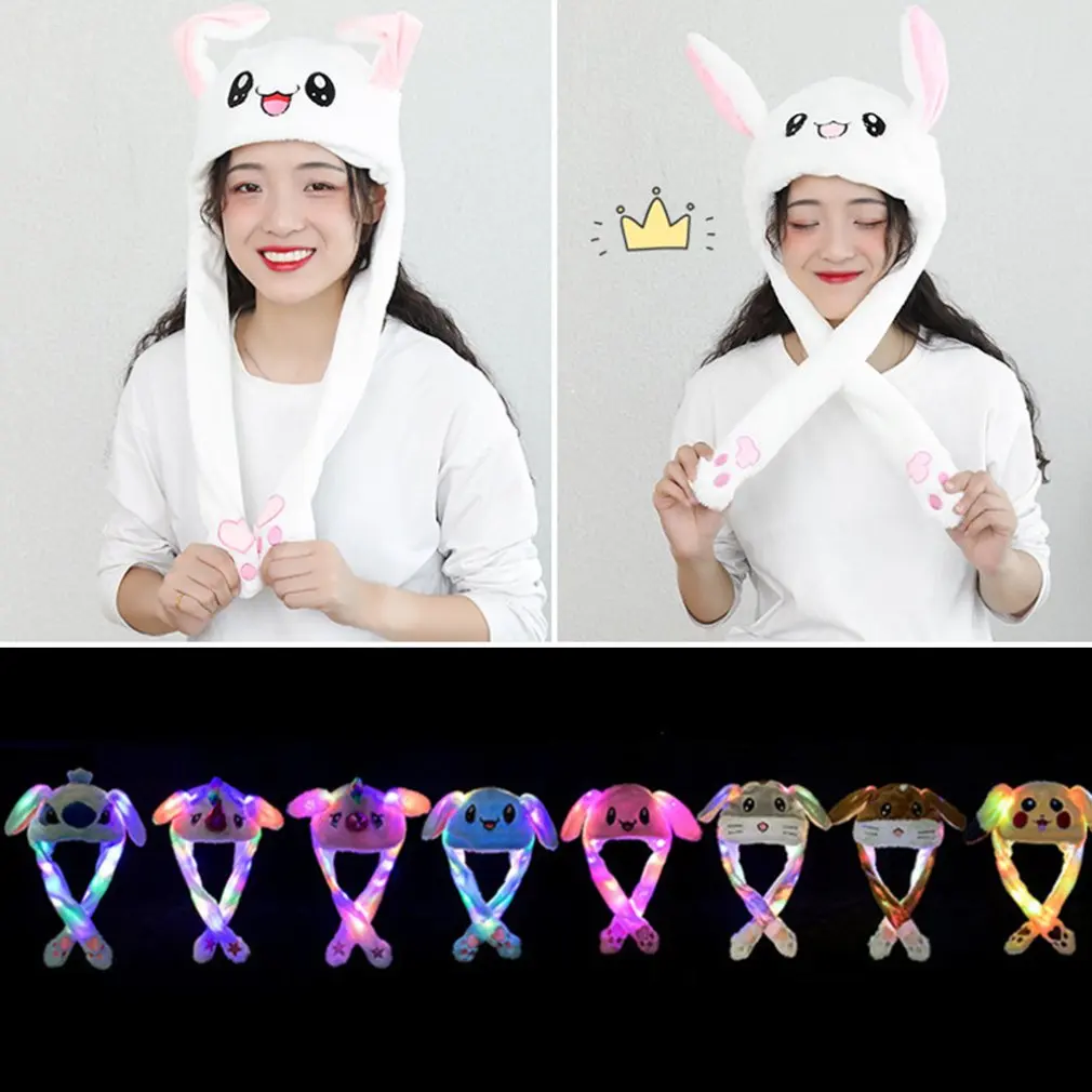 Весенне-осенняя Корейская версия плюшевой шляпы креативная встряхившая уши шляпа родитель-детский головной убор мультфильм милый головной убор с подсветкой