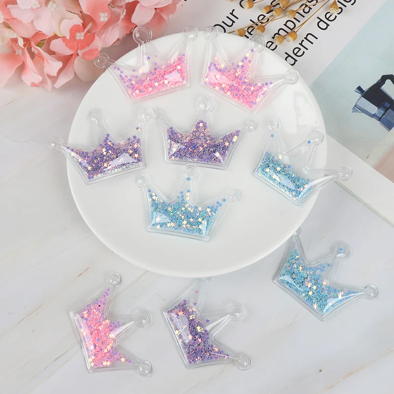 

10 Pieces Crown Transparent Bling Star Flowing Patches Appliques For Children Clip And DIY Hair Clip Headwear Accessories