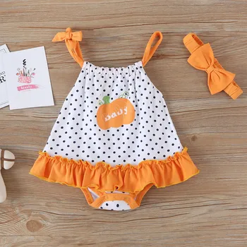 

Baby Girl Clothes Bodysuit Summer Fashion Cute Newborn Infant Baby Sleeveless Cartoon Strap Dot Ruffle Bow Romper Dress Outfits