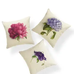 Наволочка с растениями, подушка с гортензии, средневековая Современная декоративная наволочка для подушки, фиолетовая большая