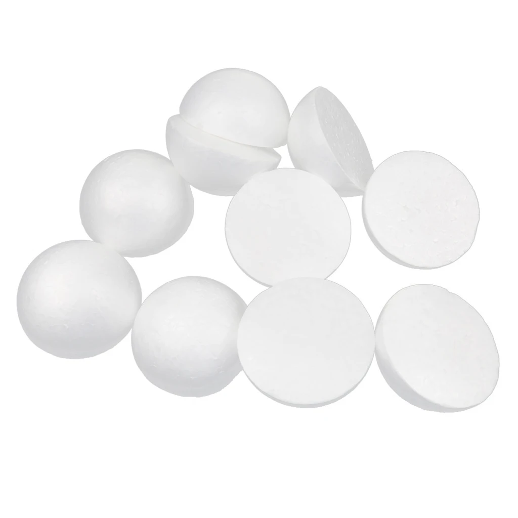 10 White Modelling Craft Polystyrene Foam Balls Hemispheres Decorative Ball