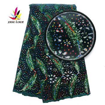 

African Velvet Lace Fabric With Sequined Feather 2019 Hot High Quality Nigerian Lace French Mesh Lace Fabric For Women AMY3022B