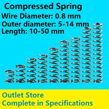 Ressort de pression de Rotor ressort comprimé grande et petite sortie de ressort diamètre de ligne de magasin 0.8mm, diamètre externe 5-14mm 10 pièces
