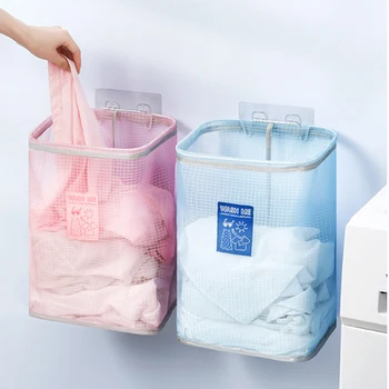 

Portable Wall Hanging Laundry Basket Underwear Socks Barrel Bucket Clothing Storage Bag Foldable Bathroom Laundry Organizer