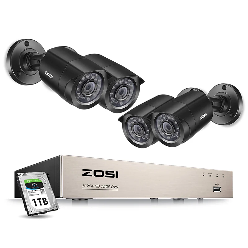 ZOSI 8CH CCTV System 4PCS 720p/1080p Outdoor Weatherproof Security Camera DVR Kit Day/Night Home Vi - 1867739809
