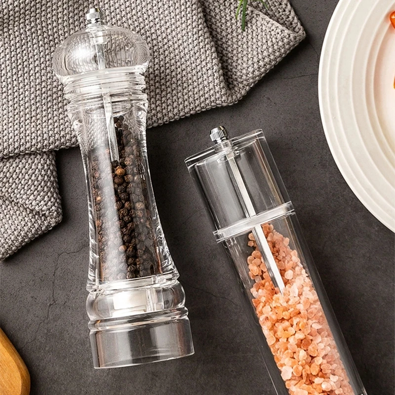 Acrylic Spice Pepper Mill Salt Grinder Adjustable Ceramic Grinders Kitchen Set