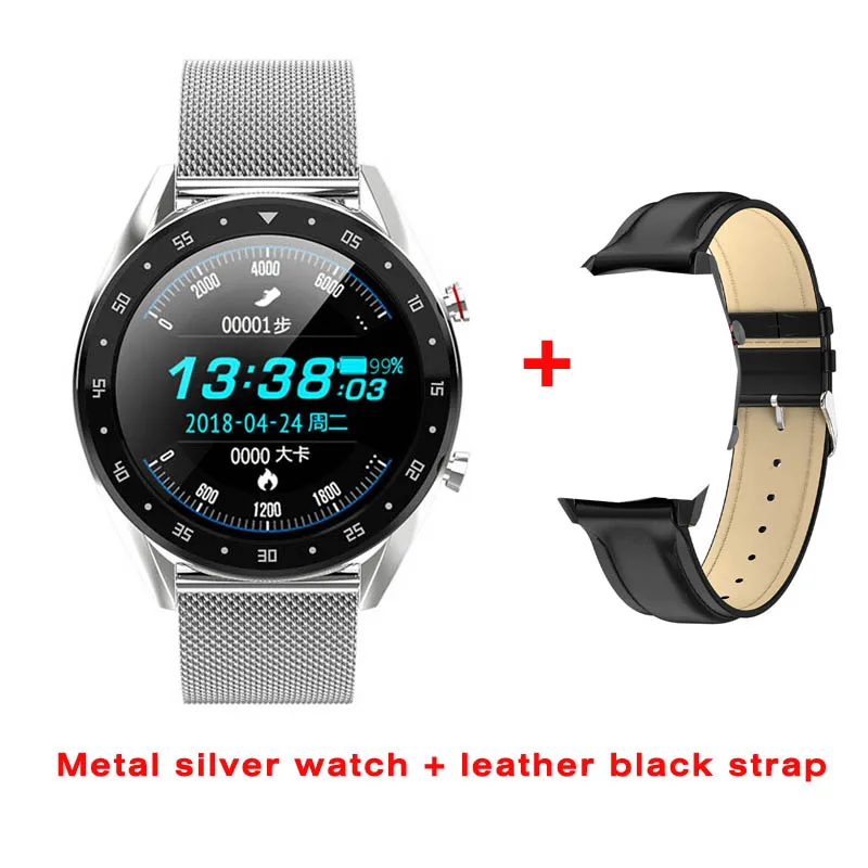 L7 Смарт-часы для мужчин P68 Водонепроницаемый Фитнес-трекер ЭКГ+ PPG часы пульсометр кровяное давление умный Браслет фитнес-браслет - Цвет: add leather black