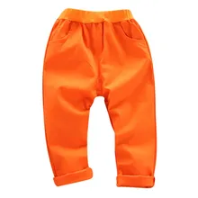 Осень Брюки для маленьких мальчиков хлопковые однотонные штаны с принтом повседневные штаны одежда для малышей штаны
