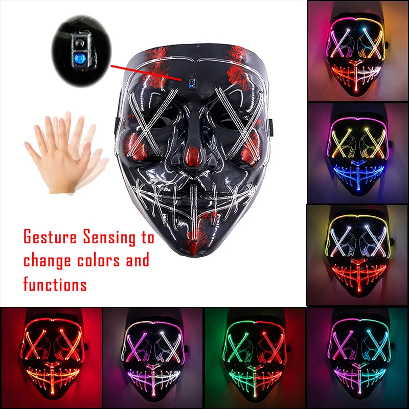 

Luminous Led Purge Mask Halloween Cosplay Costume Nightclub Masquerade Neon Color-changing Mask Carnival Glowing Masque