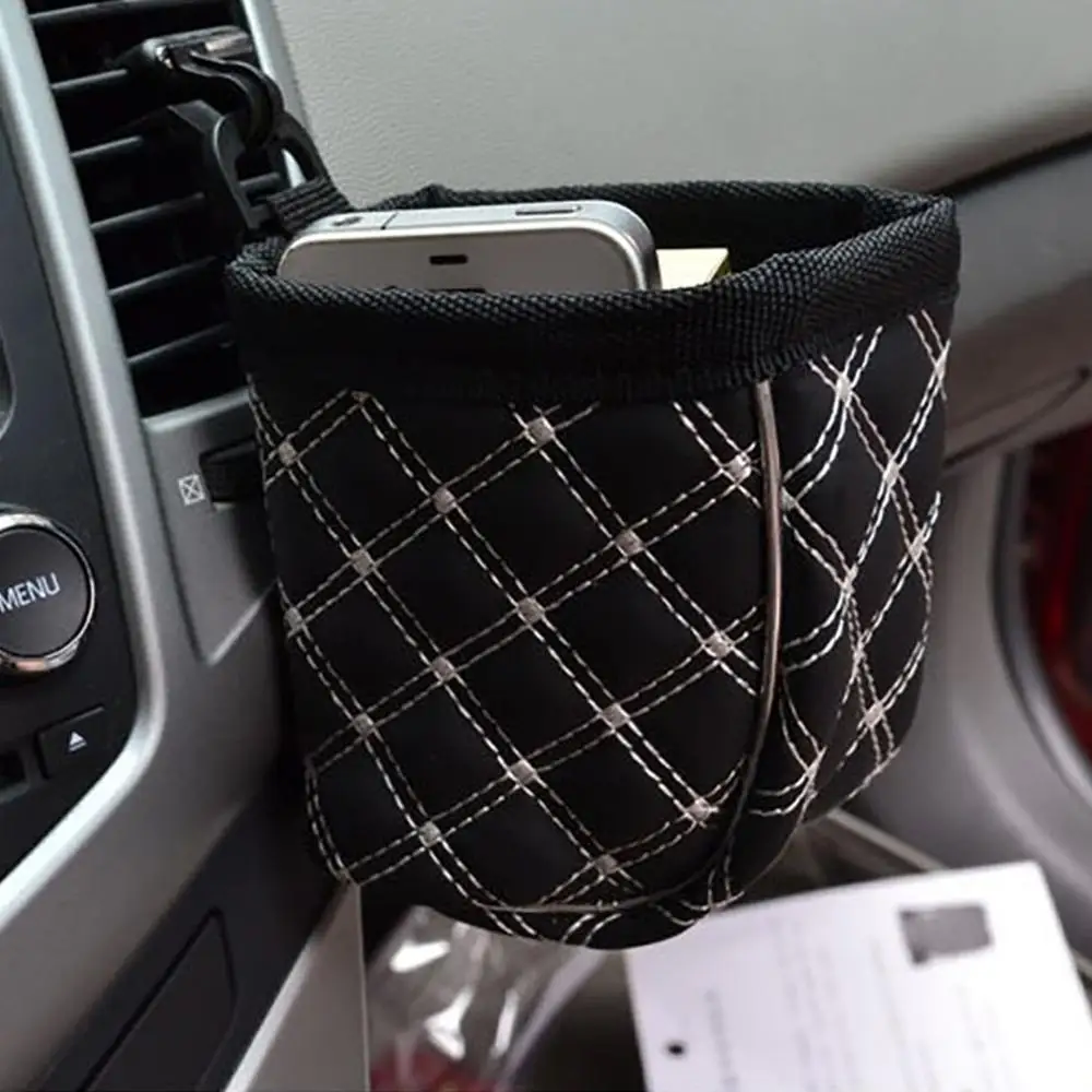 

Auto Vent Outlet Trash Box Microfiber Leather Car Mobile Phone Holder Storage Bag Organizer Automobile Hanging Box Car Styling B
