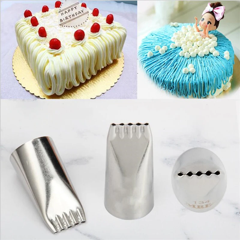 liaini Pastry Crimpers 1/2PCS New Bake Piping Noodle Decorating Cake Nozzles Five Holes Stave Sheet Music Cake Five & Two Holes 