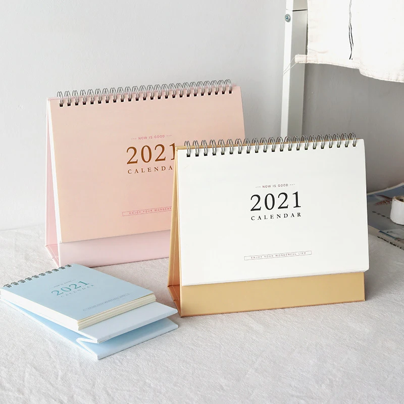 En venta Calendarios de bobina Kawaii de 3 tamaños con pegatina, calendario de mesa de papel Kraft creativo, planificador diario, organizador de Agenda n686, 2021 y9VKM5dY8yE