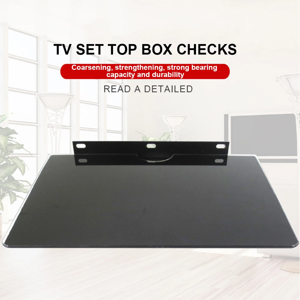 Thick Stylish Holder Home Support Tempered Glass Wall Mount AV Stand Accessories Rustproof Bracket Game Console TV Box Shelf